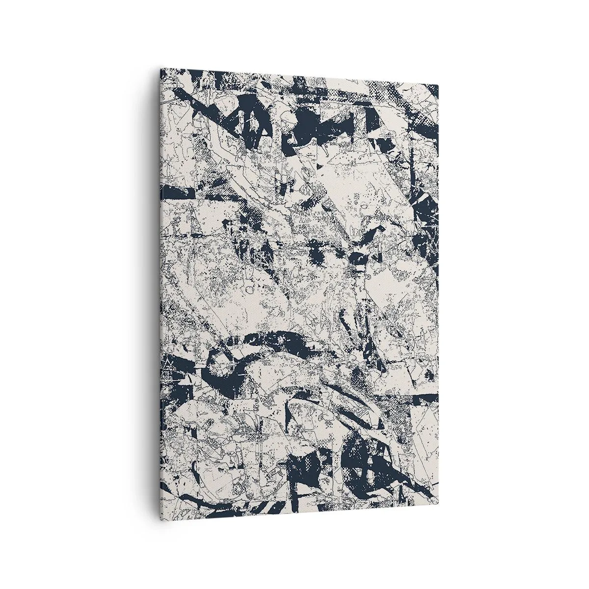 Bild auf Leinwand - Leinwandbild - Abstrakte Komposition in Schwarzweiß mit dynamischem Layout - 70x100cm - Durchdringung der Gegensätze - Moderne Wanddekoration für Wohnzimmer und Schlafzimmer ARTTOR