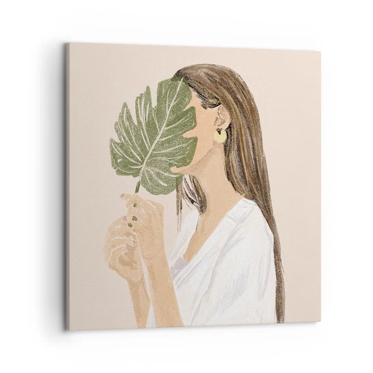 Bild auf Leinwand - Leinwandbild - Geheimnisvolles Porträt mit Fächer - 50x50 cm