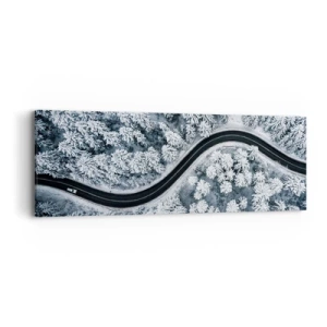 Bild auf Leinwand - Leinwandbild - Durch den Winterwald - 90x30 cm