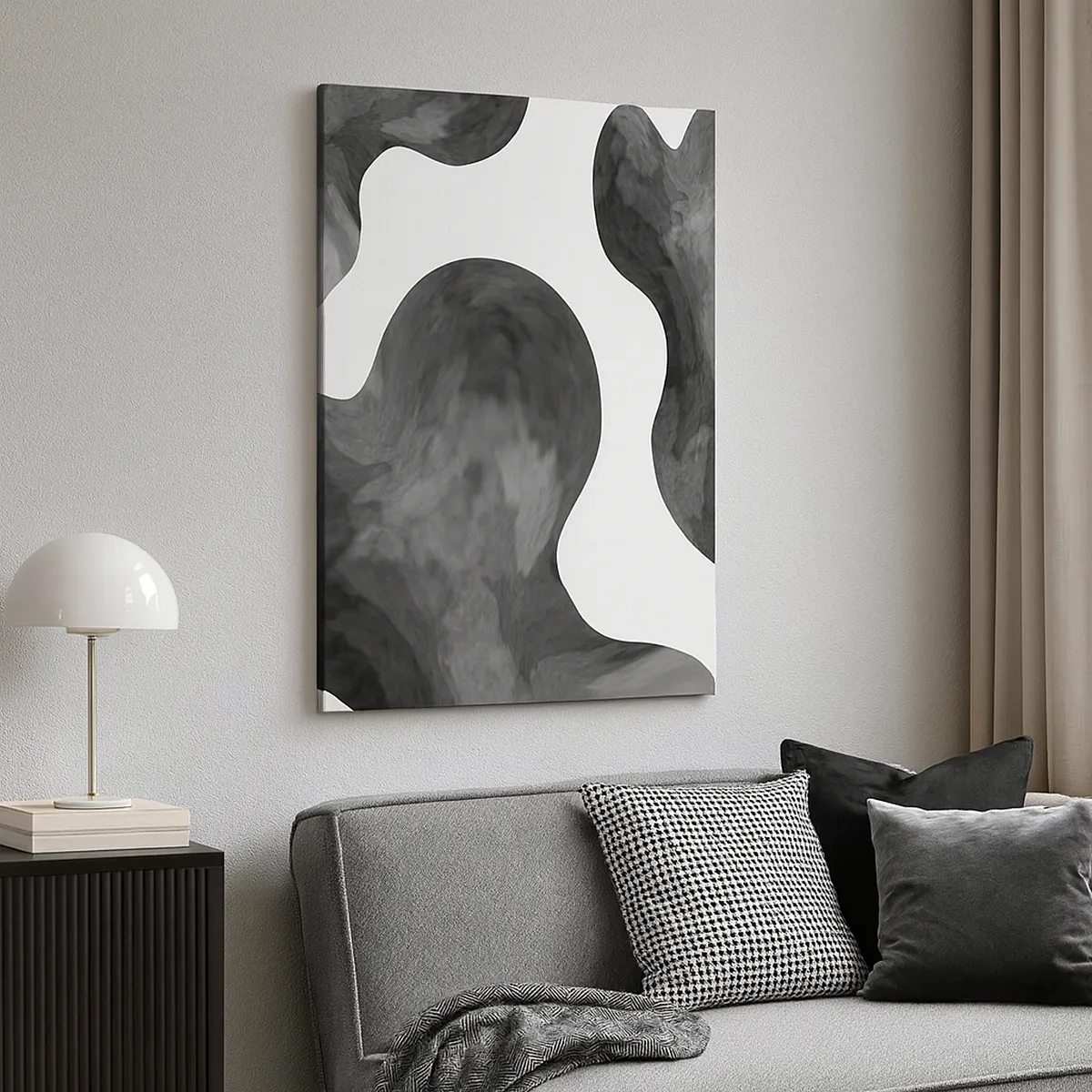 Bild auf Leinwand - Leinwandbild - Abstraktes Muster in Grau- und Weißtönen - 50x70cm - Milchstraße - Moderne Wanddekoration für Wohnzimmer und Schlafzimmer ARTTOR