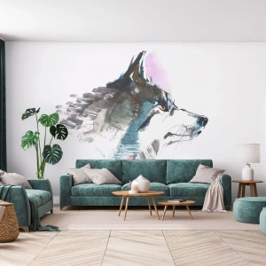 Fototapete Standard Eco - Aquarellporträt eines Wolfes - 100x70cm - Vom Teufel sprechen - Moderne Wanddekoration für Wohnzimmer und Schlafzimmer ARTTOR