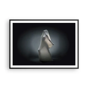 Poster in einem schwarzem Rahmen - Eine Figur aus weißem Stoff auf dunklem Hintergrund - 100x70cm - Versteckte Wünsche - Moderne Wanddekoration für Wohnzimmer und Schlafzimmer ARTTOR