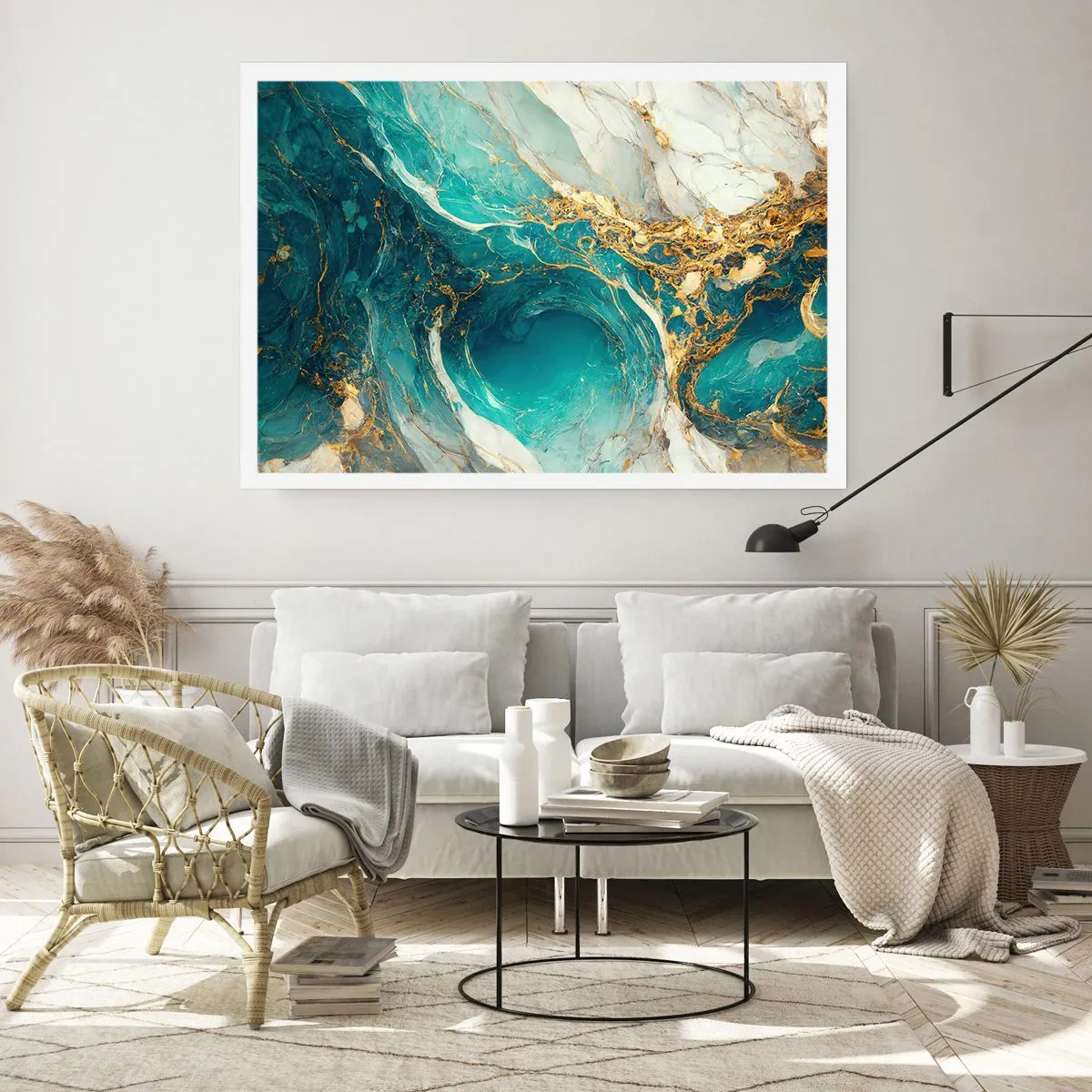 Poster - Komposition mit Goldadern - 50x40 cm