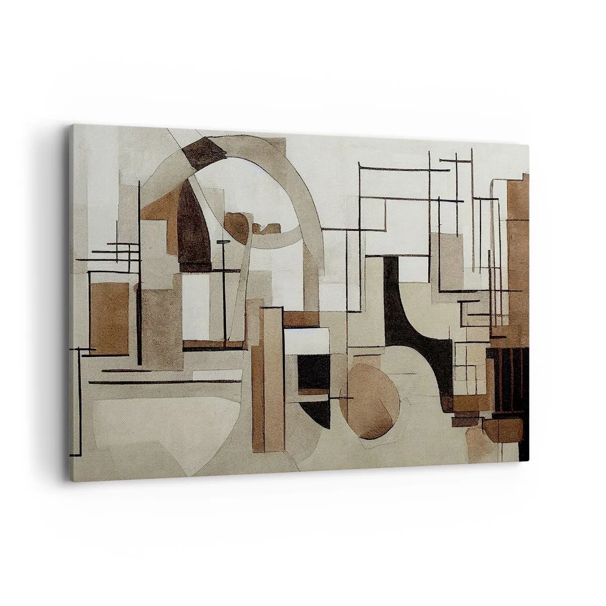 Bild auf Leinwand - Leinwandbild - Architektonische Abstraktion in Beige und Braun - 100x70cm - Stadtbild 2.0 - Moderne Wanddekoration für Wohnzimmer und Schlafzimmer ARTTOR