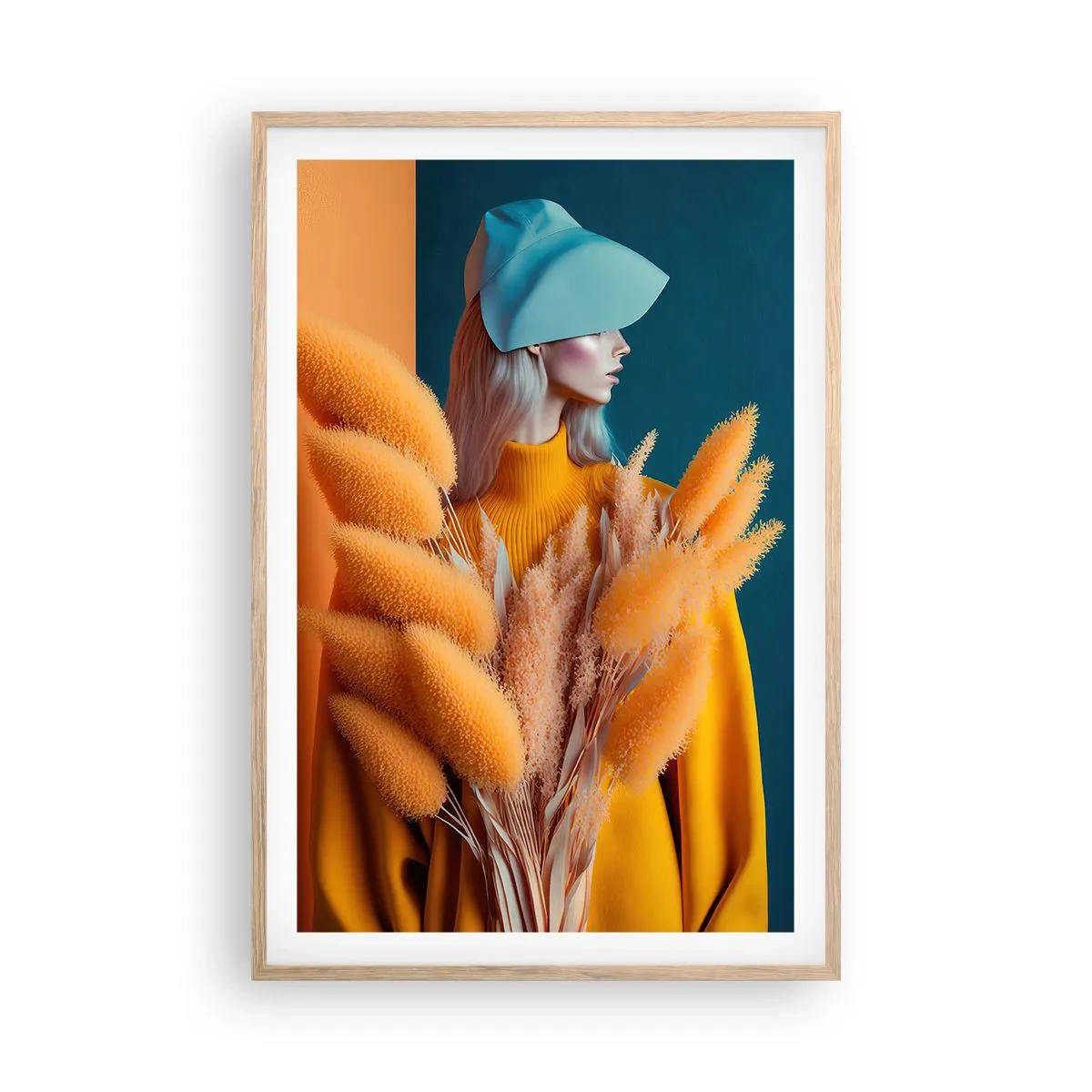 Poster in einem Rahmen aus heller Eiche - Flauschiges Porträt - 61x91 cm