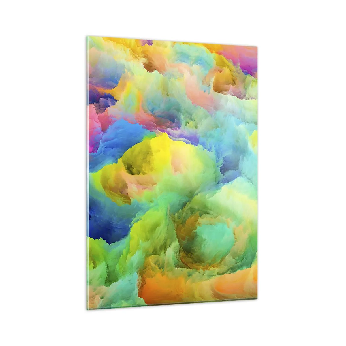 Glasbild - Bild auf glas - Abstrakte Landschaft in lebendigen Farben - 50x70cm - Regenbogen unten - Moderne Wanddekoration für Wohnzimmer und Schlafzimmer ARTTOR