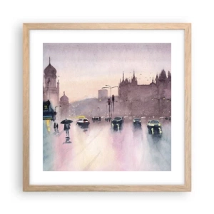 Poster in einem Rahmen aus heller Eiche - Im regnerischen Dunst - 40x40 cm