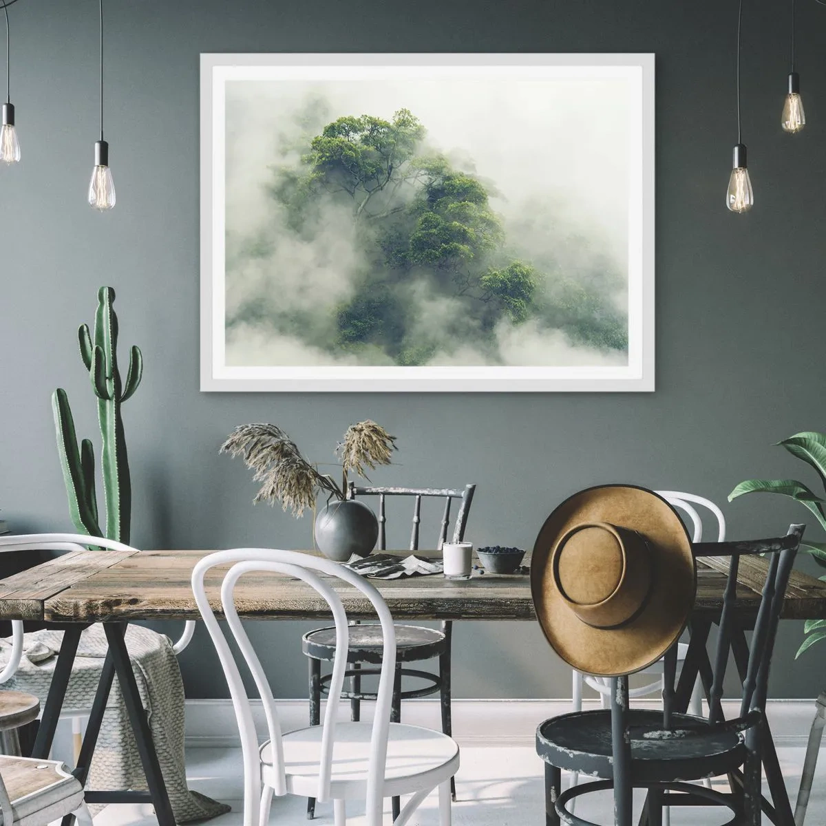 Poster in einem weißen Rahmen - In Nebel gehüllt - 50x40 cm