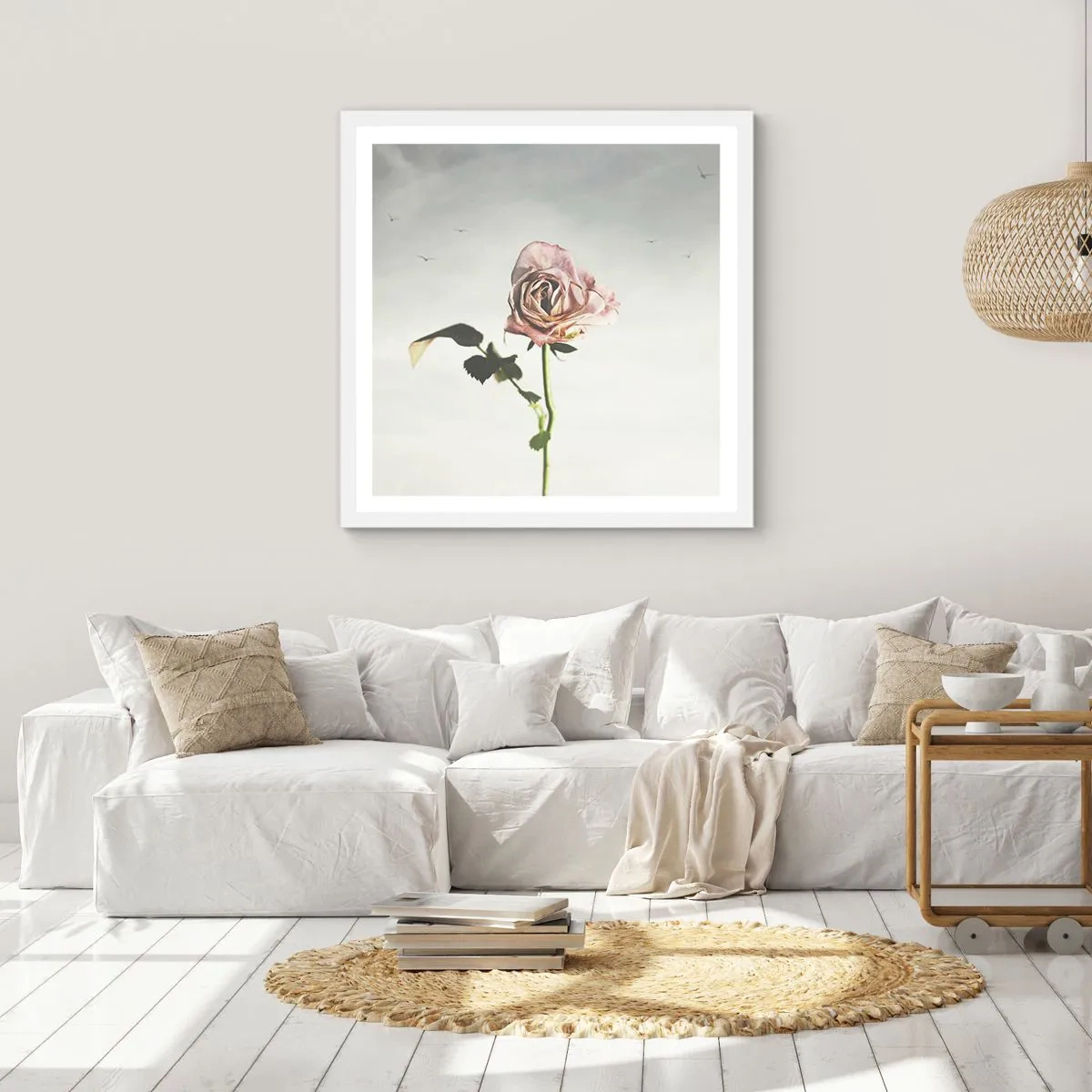 Poster in einem weißen Rahmen - Begrüßung des Frühlings - 50x50 cm