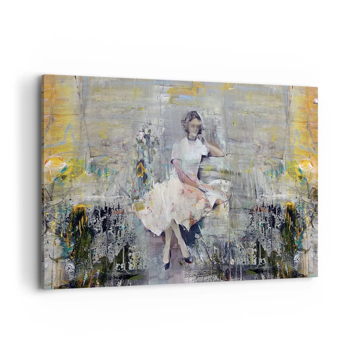 Bild auf Leinwand - Leinwandbild - Künstlerisches Porträt einer Frau in Pastellfarben - 120x80cm - Klassisch und modern - Moderne Wanddekoration für Wohnzimmer und Schlafzimmer ARTTOR