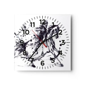 Wanduhr - Glasuhr - Schwarzer Ritter - 40x40 cm