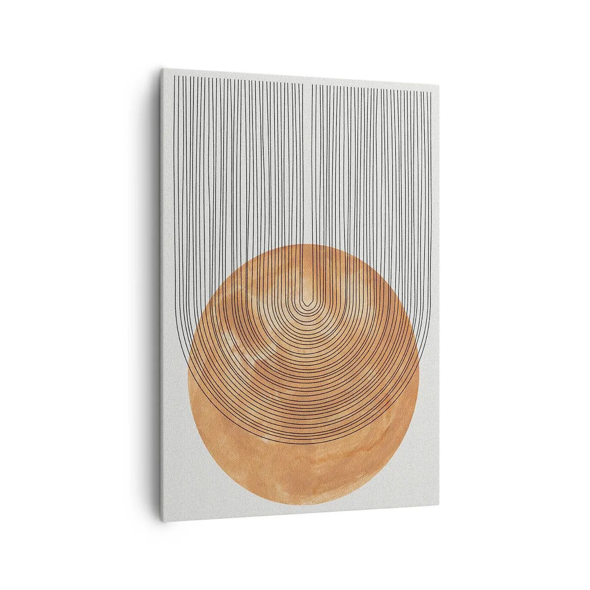 Bild auf Leinwand - Leinwandbild - Geometrische Komposition mit Kreisen und Linien in warmen Farben. - 70x100cm - SonnenKomposition - Moderne Wanddekoration für Wohnzimmer und Schlafzimmer ARTTOR