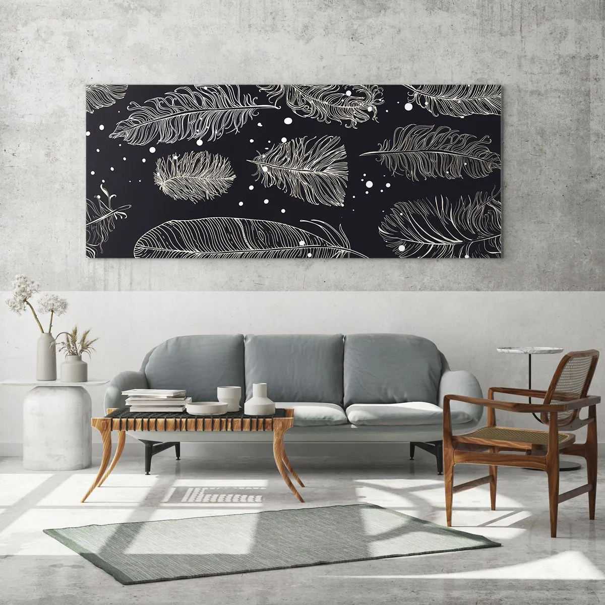 Glasbild - Bild auf glas - Gefiederte Spitze - 90x30 cm