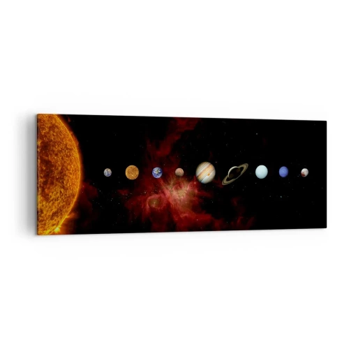 Bild auf Leinwand - Leinwandbild - Das Sonnensystem mit Planeten vor dem Hintergrund des Weltraums - 140x50cm - Unsere Nachbarschaft - Moderne Wanddekoration für Wohnzimmer und Schlafzimmer ARTTOR