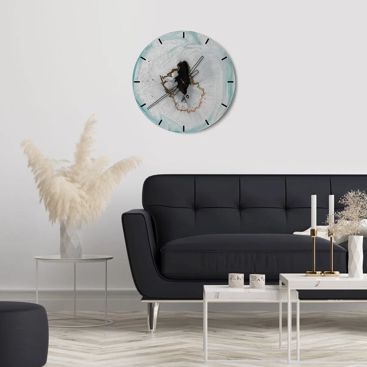 Wanduhr - Glasuhr - Abstraktes Muster mit Geodeneffekt und goldenen Akzenten - 30x30cm - Nach Innen eindringen - Moderne Wanddekoration für Wohnzimmer, Küche und Schlafzimmer ARTTOR