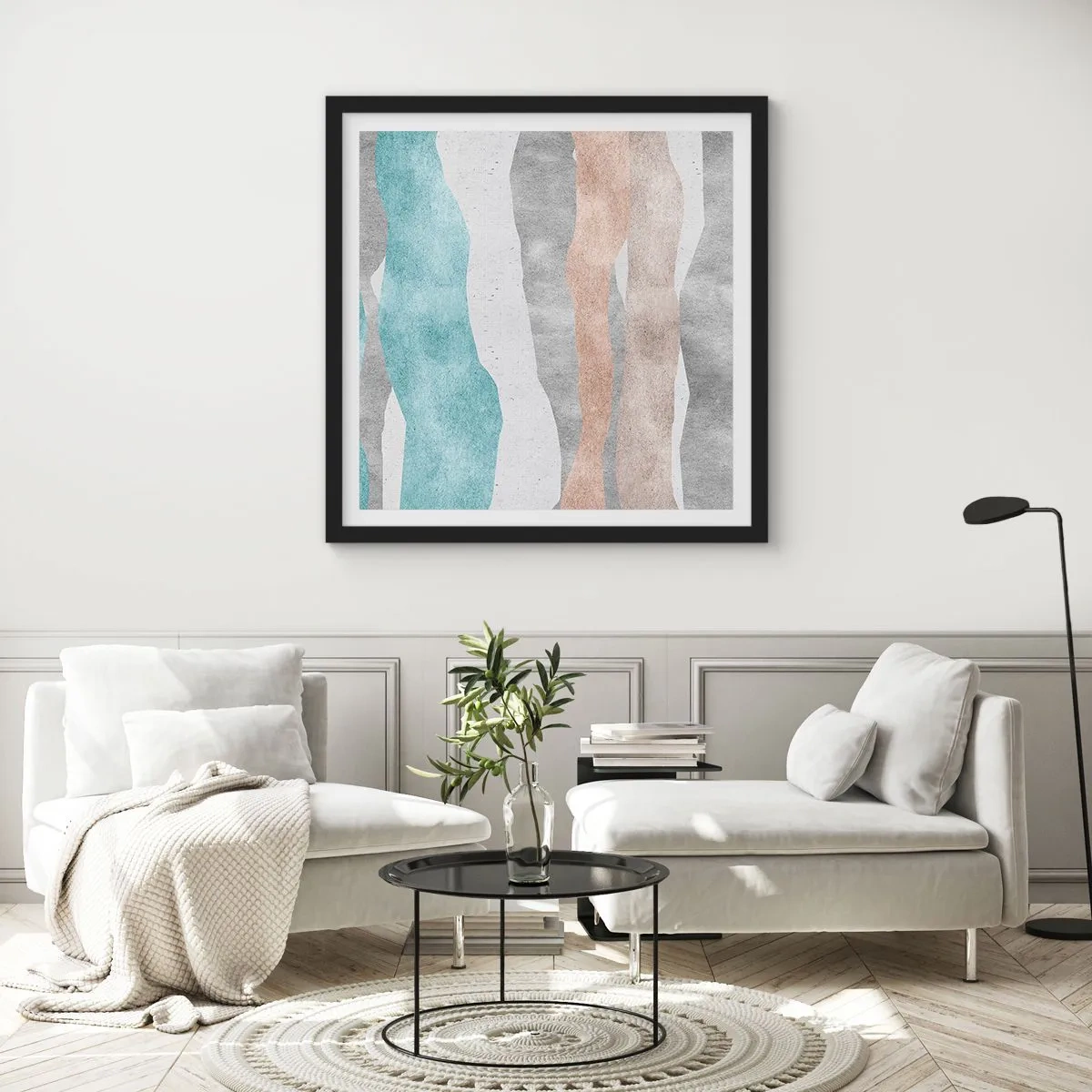 Poster in einem schwarzem Rahmen - Studie über Nähe - 30x30 cm