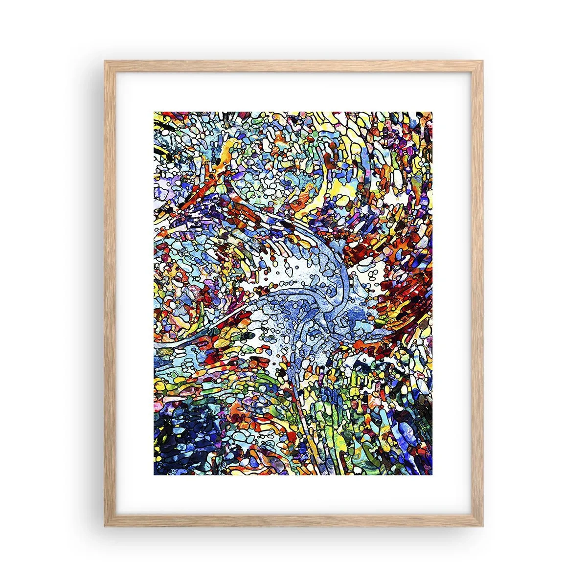 Poster in einem Rahmen aus heller Eiche - Glasmalerei Wassertropfen - 40x50 cm