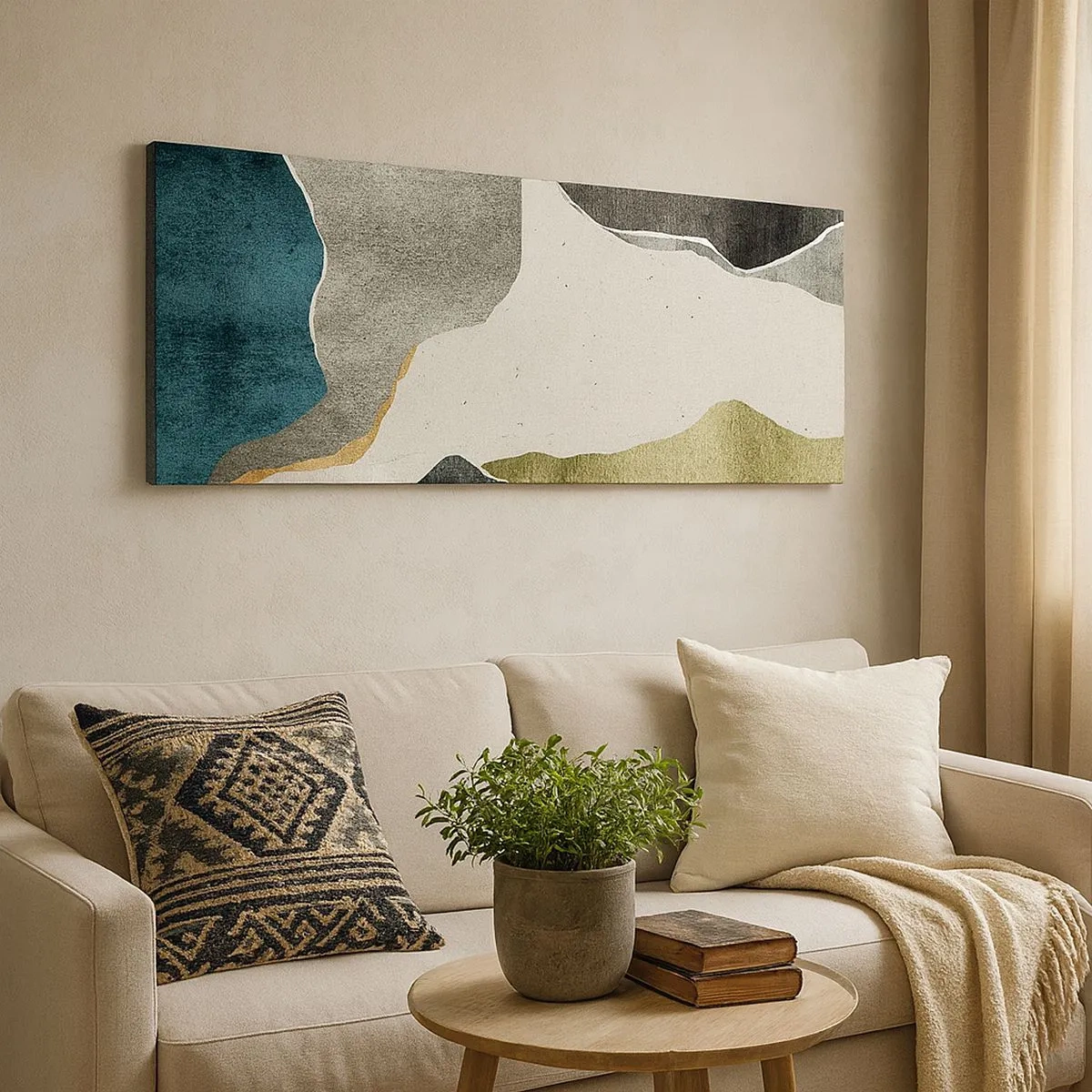 Bild auf Leinwand - Leinwandbild - Mosaikkomposition mit Goldfaden - 100x40 cm