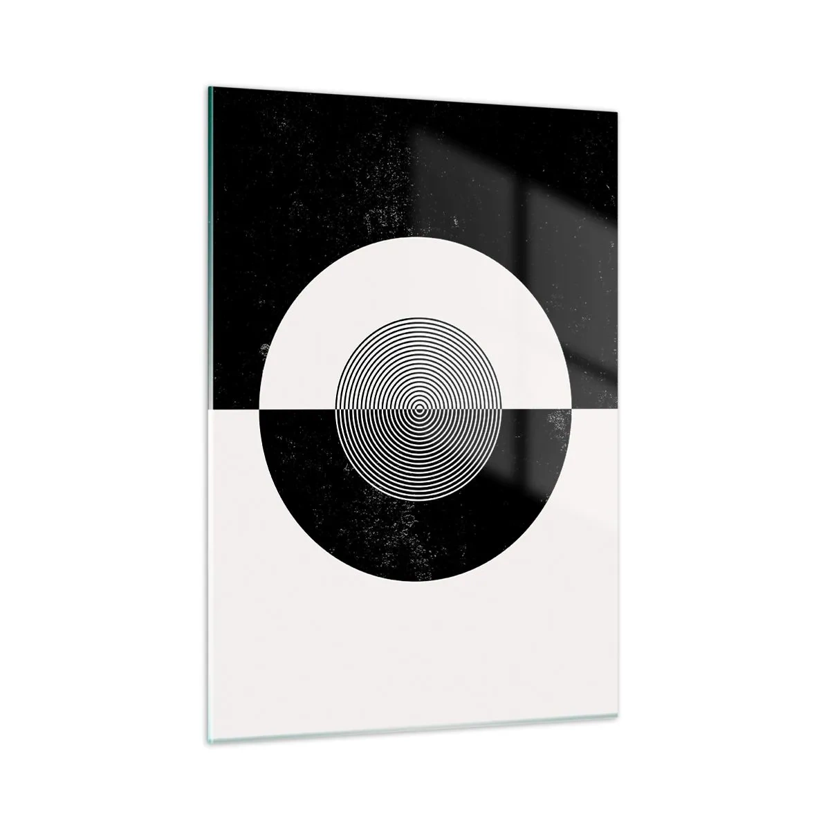Glasbild - Bild auf glas - Geometrisches Muster aus schwarz-weißer Symmetrie - 50x70cm - Harmonie in Schwarz und Weiß - Moderne Wanddekoration für Wohnzimmer und Schlafzimmer ARTTOR
