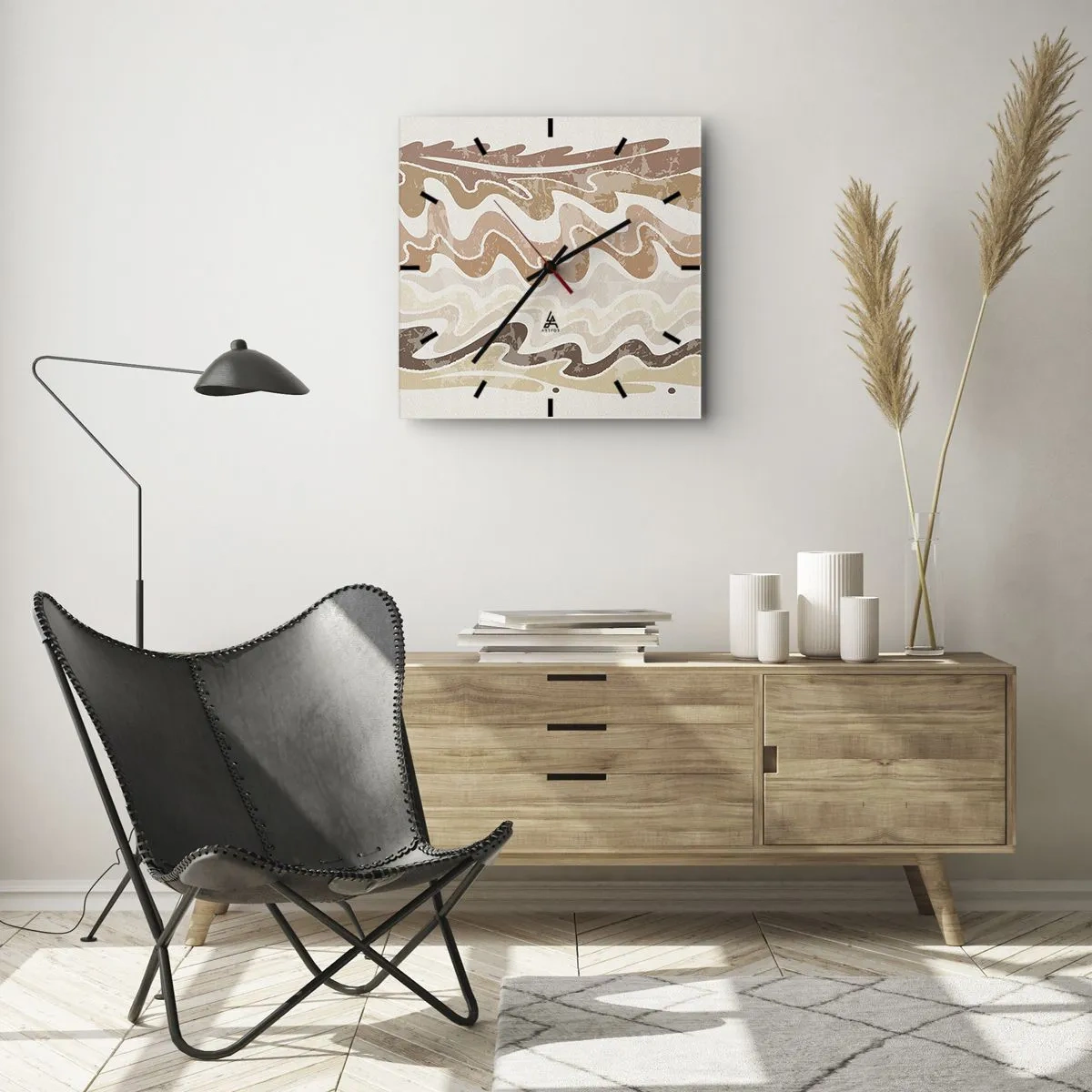 Wanduhr - Glasuhr - Gute Energie – gute Gefühle - 40x40 cm