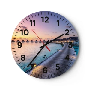 Wanduhr - Glasuhr - Urlaub - zurück zu den Quellen - 30x30 cm