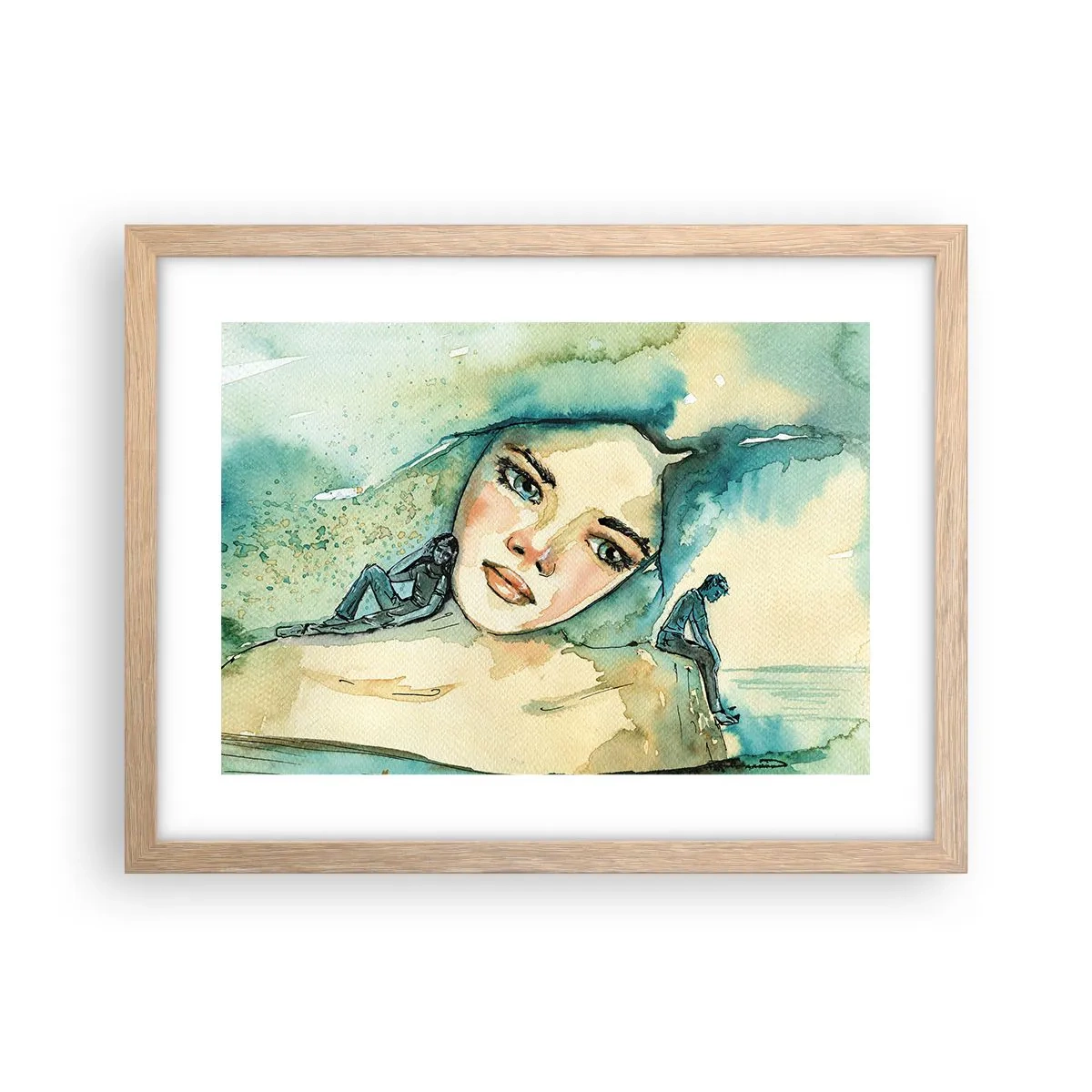 Poster in einem Rahmen aus heller Eiche - Bin ich blau? - 40x30 cm