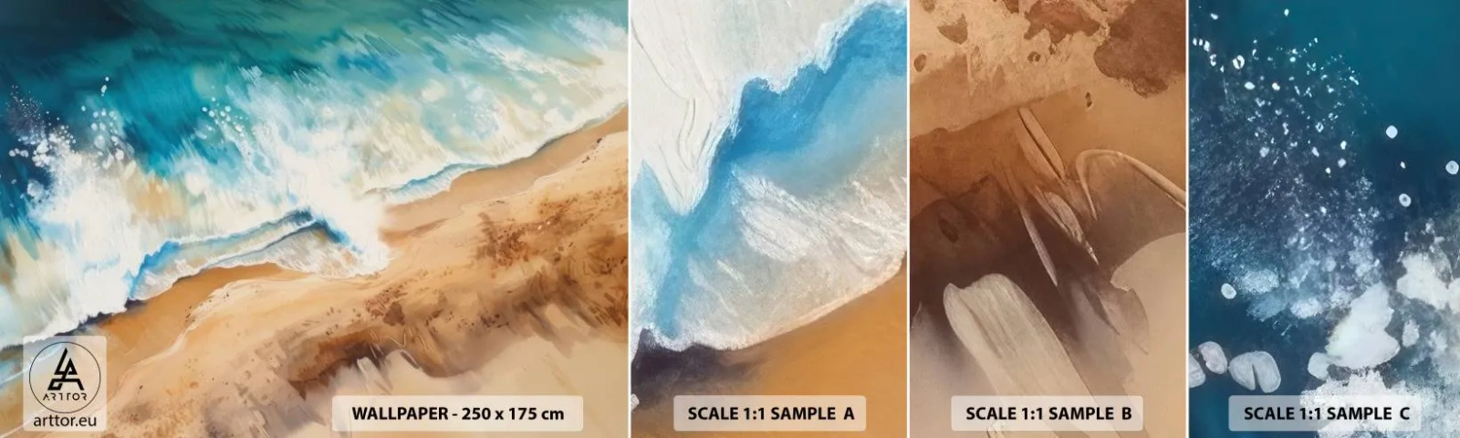 Fototapetenmuster Standard Eco - Zurückkehrende Welle - Küste, Strand, Ozean - 100x30 cm