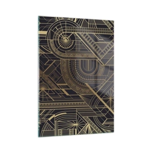 Glasbild - Bild auf glas - Geometrisches Art-Deco-Muster in Gold und Schwarz - 50x70cm - Konzepte, Ideen, Pläne - Moderne Wanddekoration für Wohnzimmer und Schlafzimmer ARTTOR