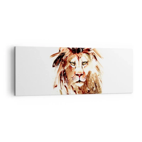 Bild auf Leinwand - Leinwandbild - Aquarellporträt eines Löwen mit intensiven Details - 140x50cm - Stärke und Würde - Moderne Wanddekoration für Wohnzimmer und Schlafzimmer ARTTOR