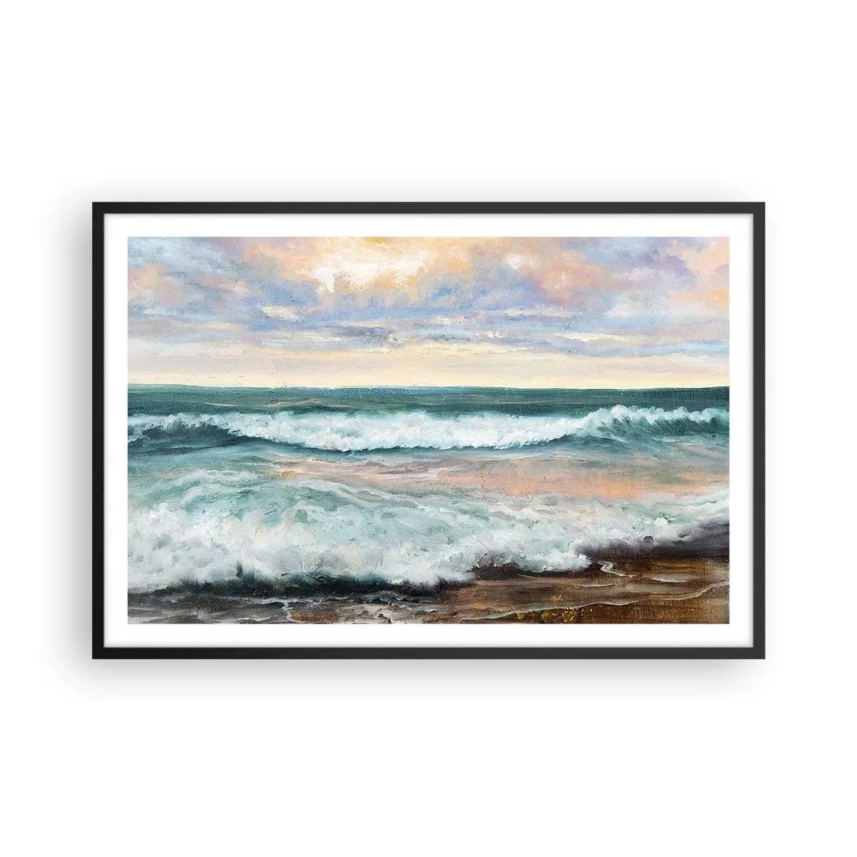 Poster in einem schwarzem Rahmen - Hier werden Sie Ihre Seele baumeln lassen - 91x61 cm