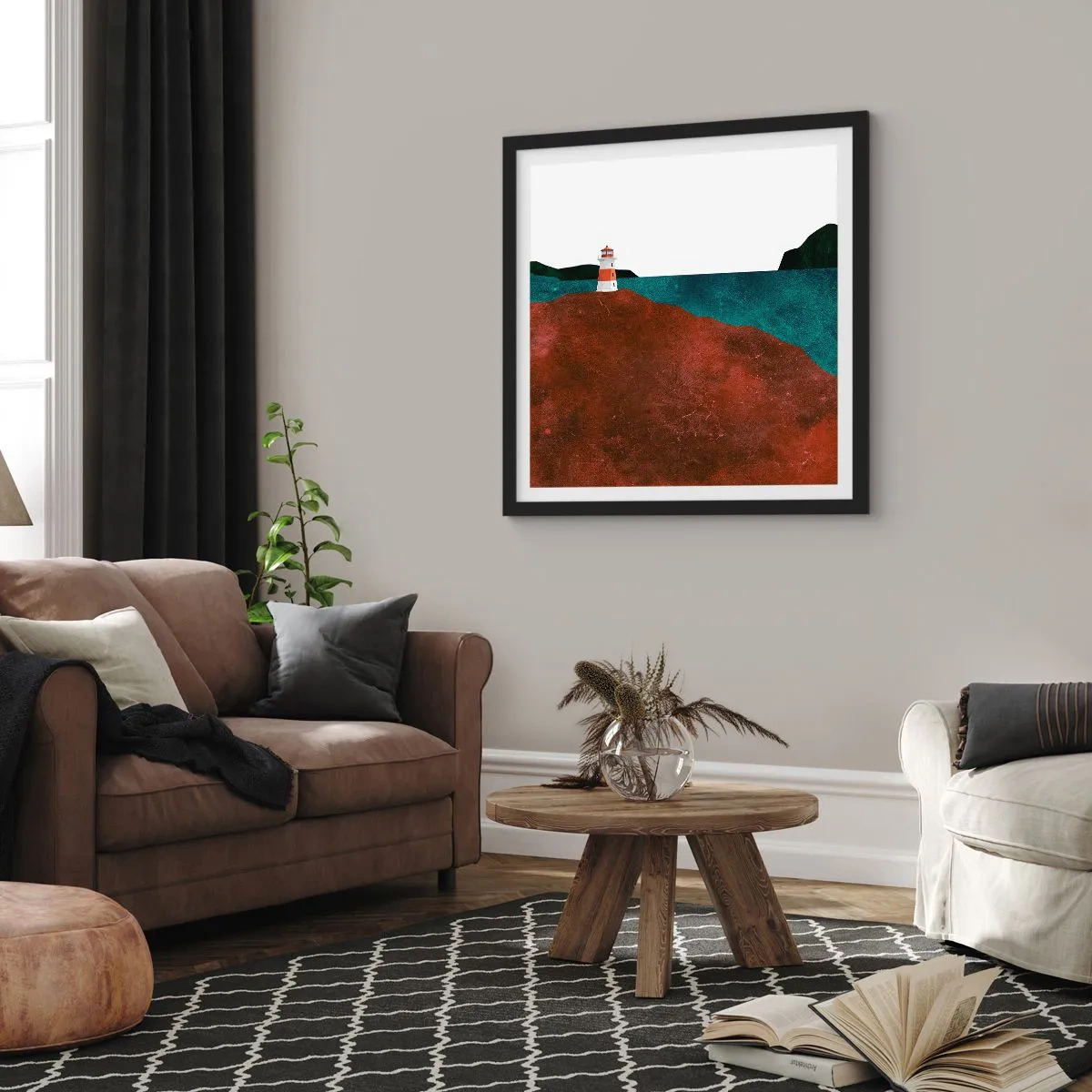 Poster in einem schwarzem Rahmen - Aufs Meer starren - 60x60 cm