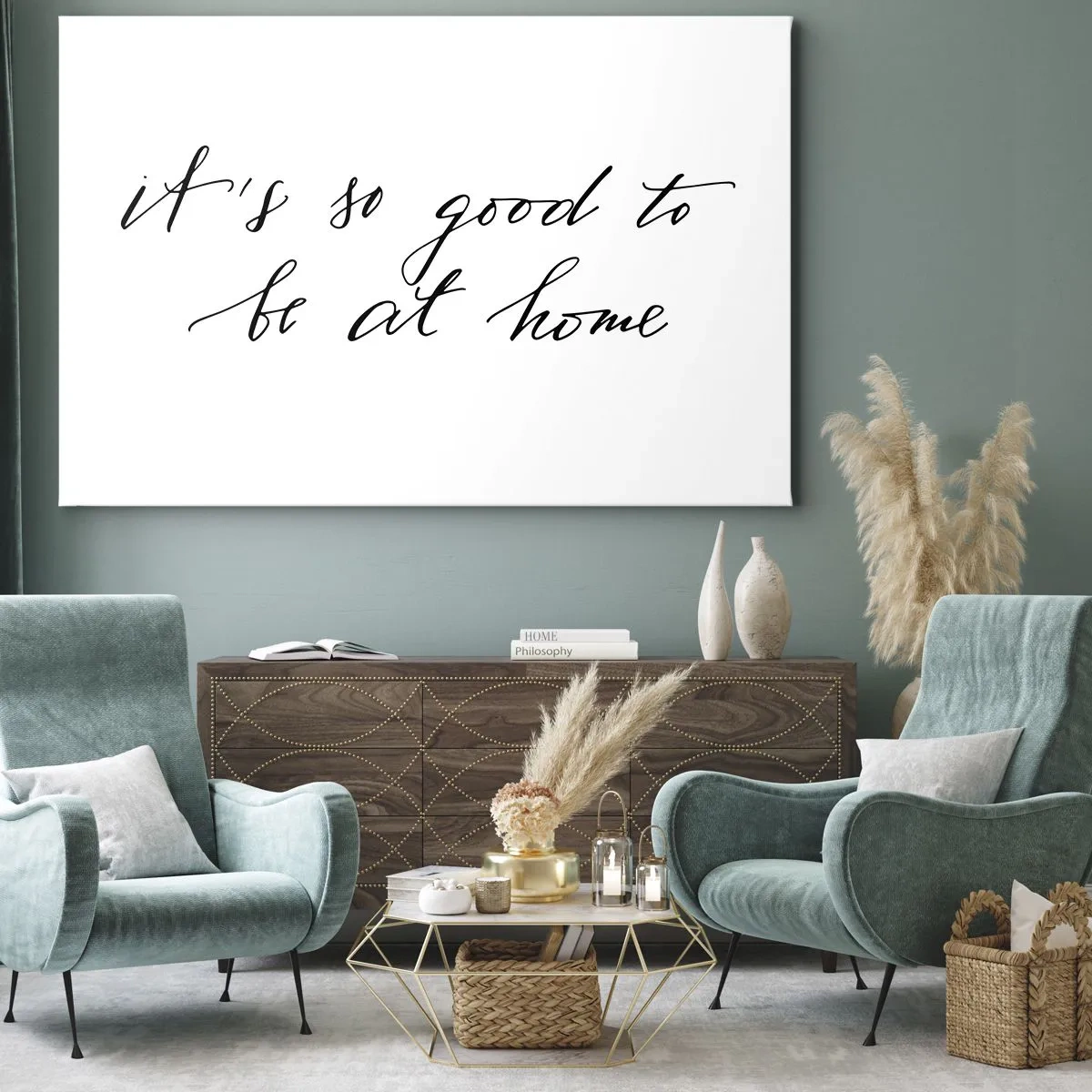 Bild auf Leinwand - Leinwandbild - Kalligrafischer Schriftzug auf weißem Hintergrund - 100x70cm - Die ganze Wahrheit - Moderne Wanddekoration für Wohnzimmer und Schlafzimmer ARTTOR