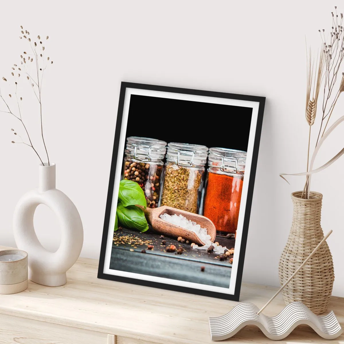 Poster in einem schwarzem Rahmen - Für einen Geschmack des Lebens - 70x100 cm