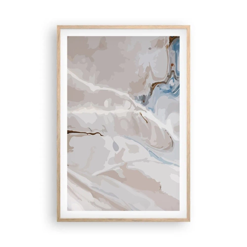 Poster in einem Rahmen aus heller Eiche - Blau schlängelt sich unter dem Weiß - 61x91 cm