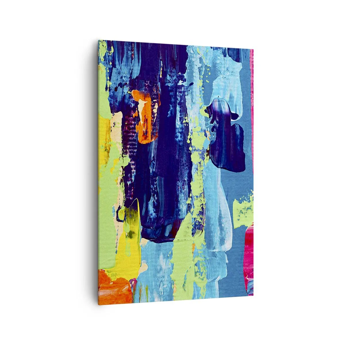 Bild auf Leinwand - Leinwandbild - Abstrakte Farbkomposition in dynamischer Form - 80x120cm - Das Leben ist wunderschoen! - Moderne Wanddekoration für Wohnzimmer und Schlafzimmer ARTTOR