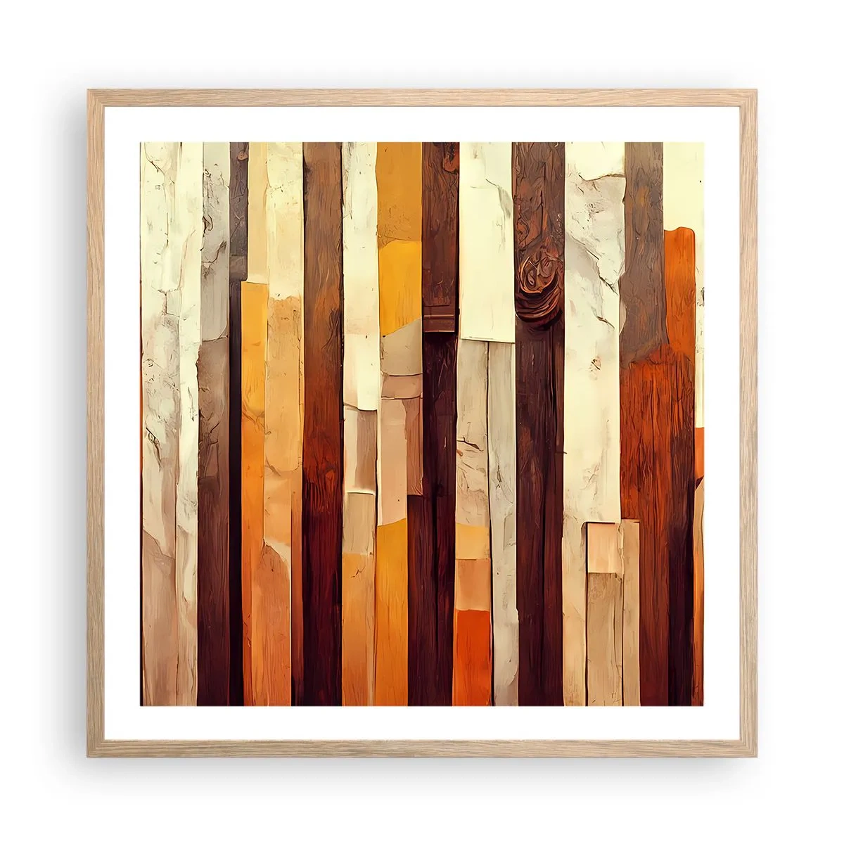 Poster in einem Rahmen aus heller Eiche - Hymne der Waldbäume - 60x60 cm
