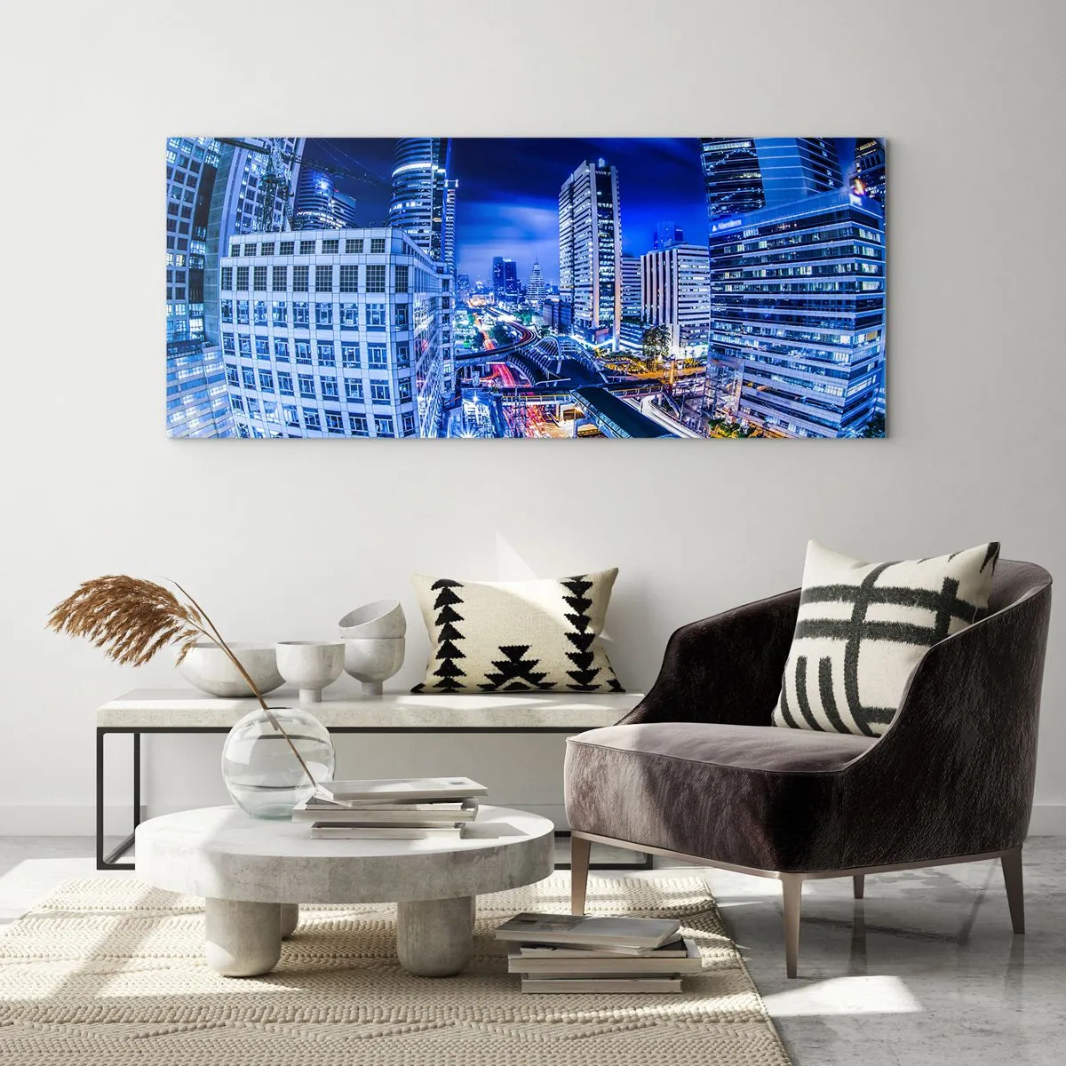 Glasbild - Bild auf glas - Rhythmen der Nachtstadt - 100x40 cm
