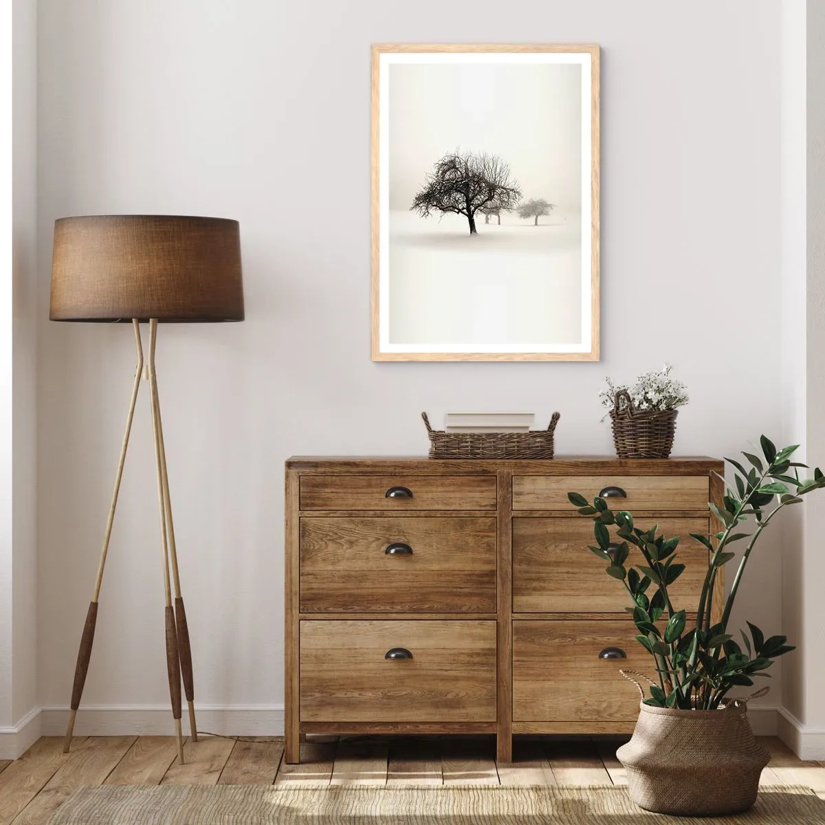 Poster in einem Rahmen aus heller Eiche - Winterschlaf - 61x91 cm