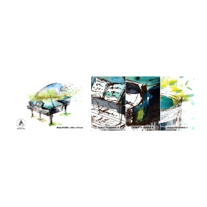 Fototapeten Muster Selbstklebend Deluxe Sticker - Von Musik verzaubert - Klavier, Abstraktion, Musik - 100x30 cm