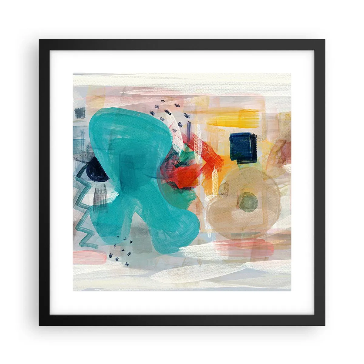 Poster in einem schwarzem Rahmen - Buntes Spiel - 40x40 cm