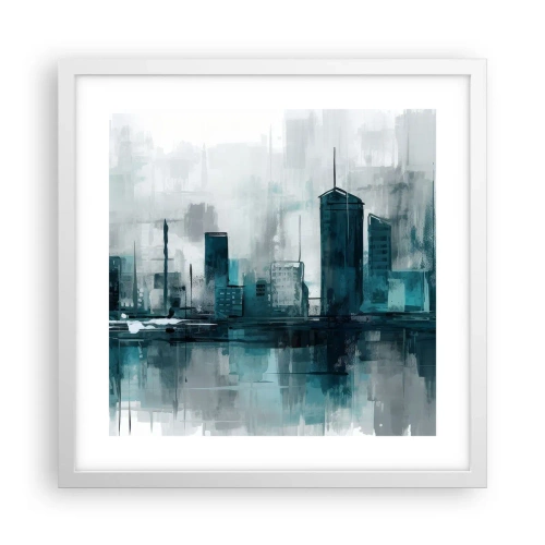 Poster in einem weißen Rahmen - Eine Stadt in der Farbe des Regens - 40x40 cm