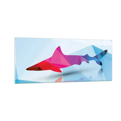 Glasbild - Bild auf glas - Ein Hai in einem Kristallraum - 100x40 cm