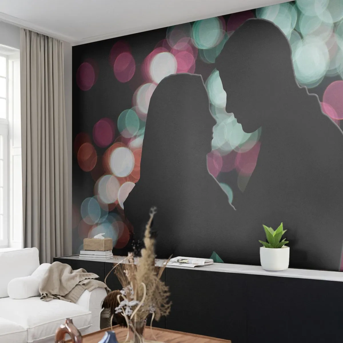 Fototapete Premium Sand - Jawohl! - Menschen, Verliebtes Pärchen, Date-Nacht - 300x210 cm