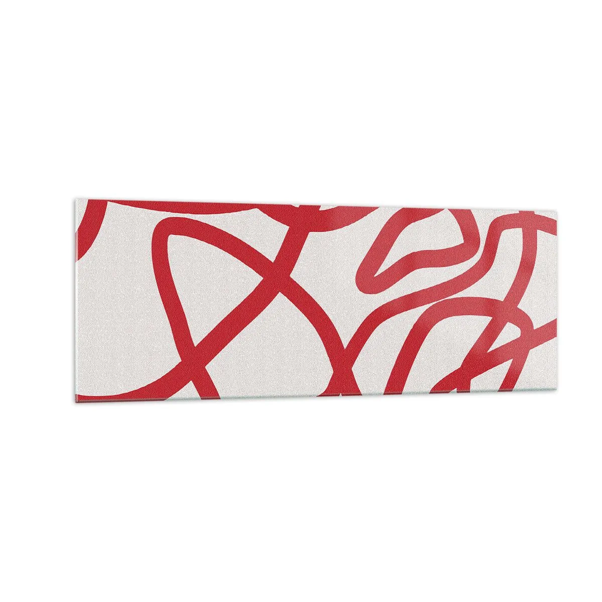 Glasbild - Bild auf glas - Rote abstrakte Linien auf weißem Hintergrund - 140x50cm - Rot auf Weiß - Moderne Wanddekoration für Wohnzimmer und Schlafzimmer ARTTOR