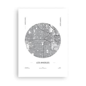 Poster - Eine minimalistische Karte von Los Angeles in Schwarzweiß. - 50x70cm - Anatomie von Los Angeles - Moderne Wanddekoration für Wohnzimmer und Schlafzimmer ARTTOR