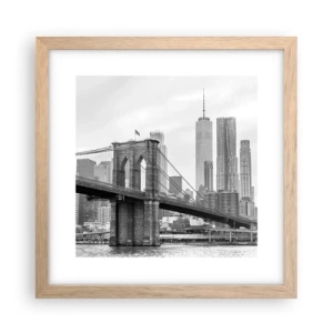Poster in einem Rahmen aus heller Eiche - New Yorker Atmosphäre - 30x30 cm