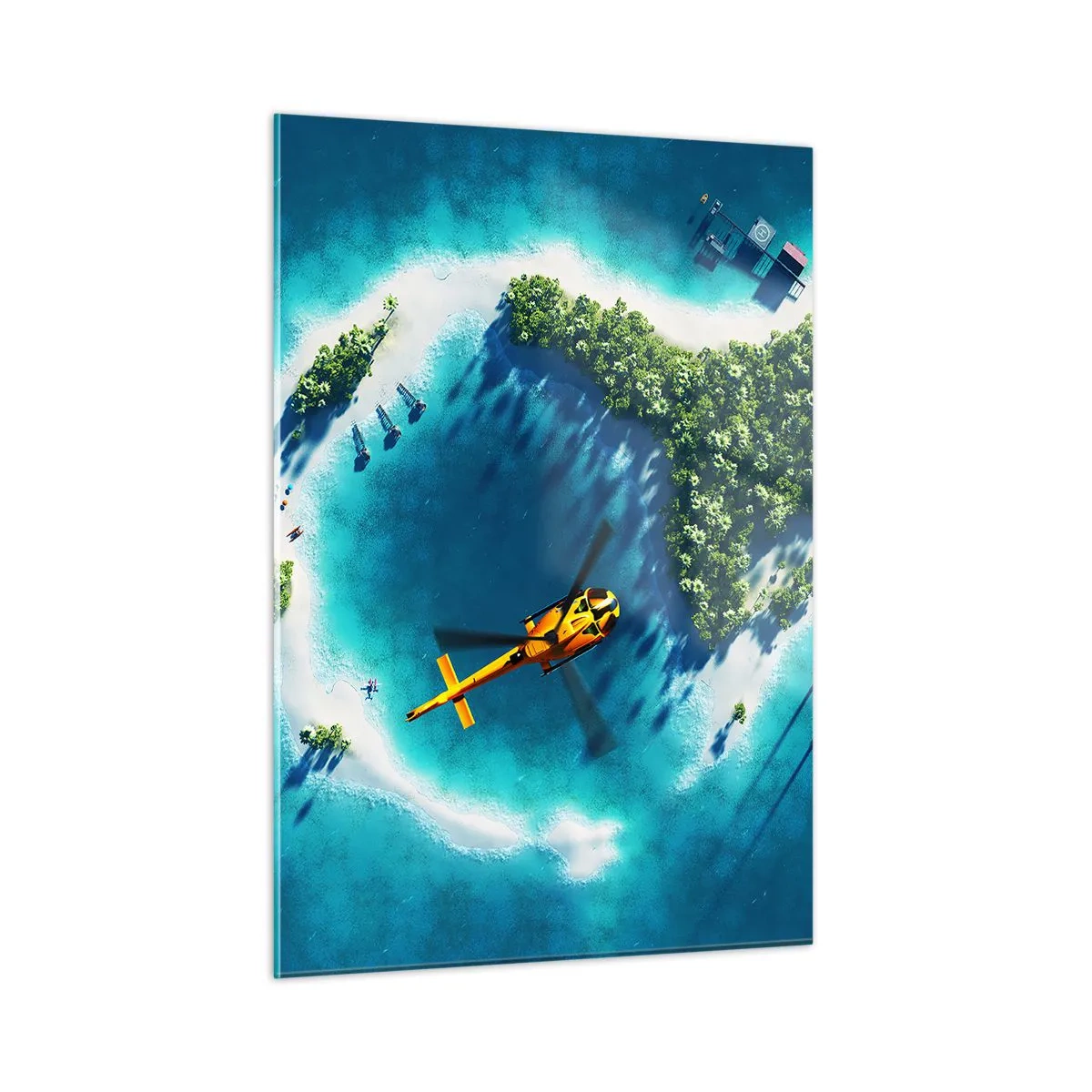 Glasbild - Bild auf glas - Kaufen Sie sich eine Insel - 50x70cm - Kauf dir eine Insel - Moderne Wanddekoration für Wohnzimmer und Schlafzimmer ARTTOR