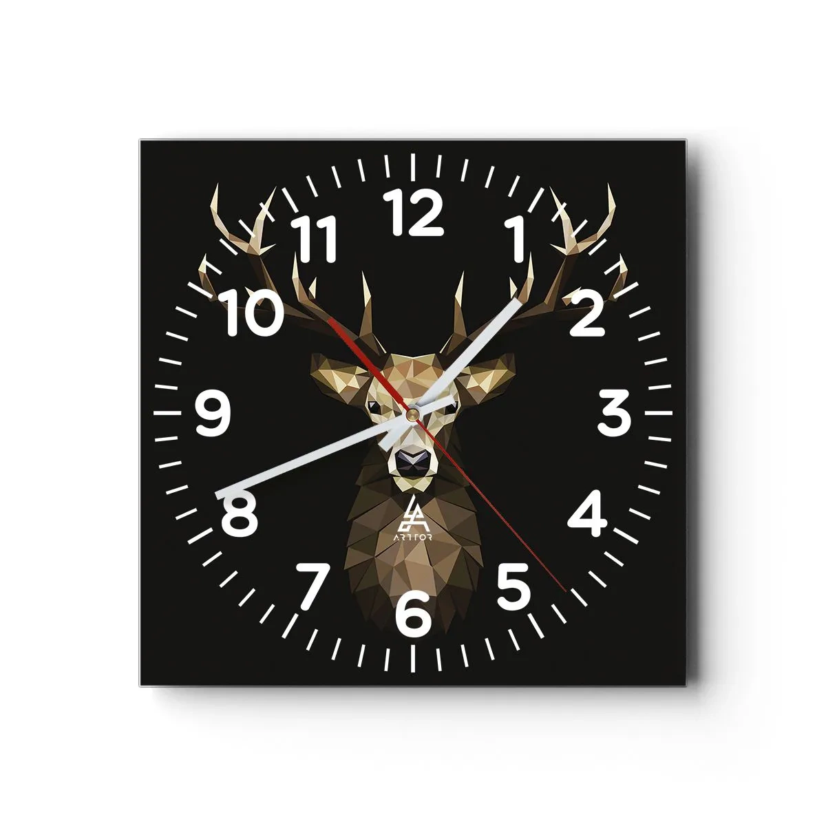 Wanduhr - Glasuhr - Kubistischer Hirsch - 30x30 cm