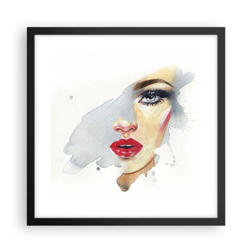 Poster in einem schwarzem Rahmen - Abspiegeln in einem Wassertropfen - 40x40 cm