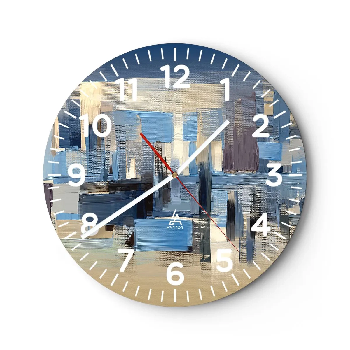 Wanduhr - Glasuhr - Blaue Konstruktion - 40x40 cm